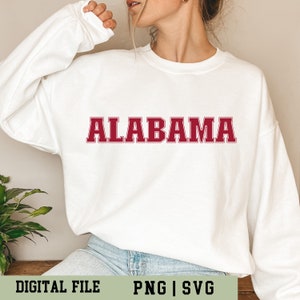 Alabama PNG, SVG, Alabama State SVG, Crimson Red Collegiate Outline, College Font