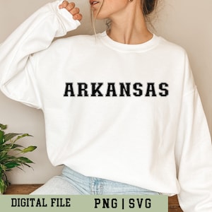 Arkansas SVG, Arkansas State PNG Collegiate Style Cut Digital Files - Single Design