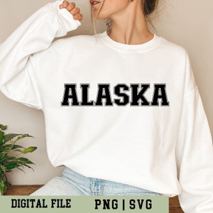 Alaska PNG, Alaska State SVG, Black Bold Collegiate Font, Alaska Digital Cut File