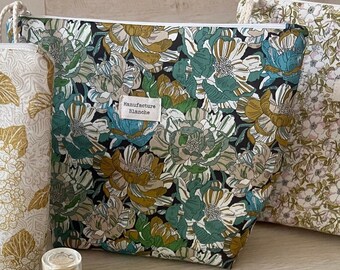 Grande trousse de toilette en Liberty véritable, molletonnée et étanche, qualité premium