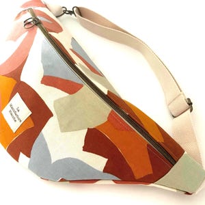 L (oder XL) Bauchtasche aus Baumwollcanvas, verstellbarer Riemen, Schultergurt
