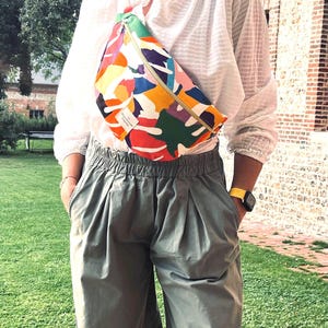 Sac Banane L coloré, toile de coton, sangle réglable, bandoulière