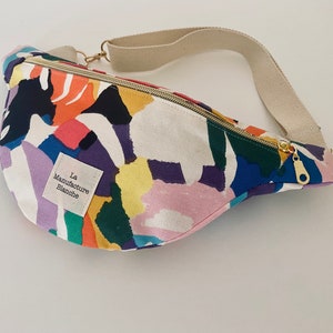 Cotton canvas fanny pack, adjustable strap, shoulder strap