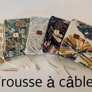 Housse dordinateur 12 à 18 pouces, en Liberty, protection High Tech et doublure en tissu enduit imperméable. trousse à cables coordonnée. image 9