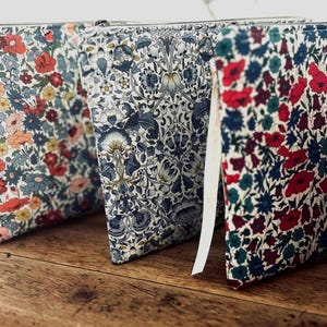 Flat zipper pouch, flat case Liberty of London, zipped kit for phone, computers chargers, headphones