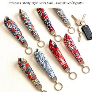 Porte-clé dragonne en  Liberty, dragonne molletonnée, plusieurs couleurs au choix, coordonné aux housses d’ordinateur
