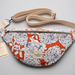 Large colorful canvas fanny pack, M, L or XL, adustable shoulder strap, waist bag, Large shoulder bag