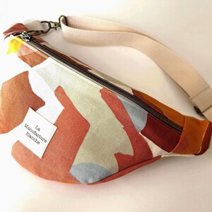 Sac Banane en toile de coton, colorée M ou L, sangle réglable, bandoulière