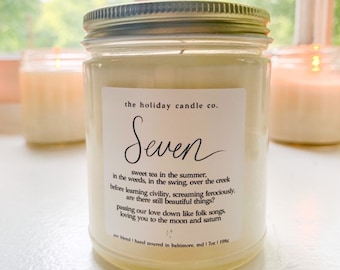 Seven (Lakeside Summer) 8 oz. Single Wick Soy Candle Gift Merch Bachelorette Bridesmaid Gift