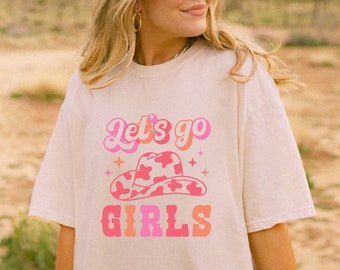 Let's Go Girls Shirt, Trendy Disco Cowgirl Bachelorette Party Shirts, Groovy Nashville Bride and Bridesmaids Tshirts, Retro Girls Trip Tees