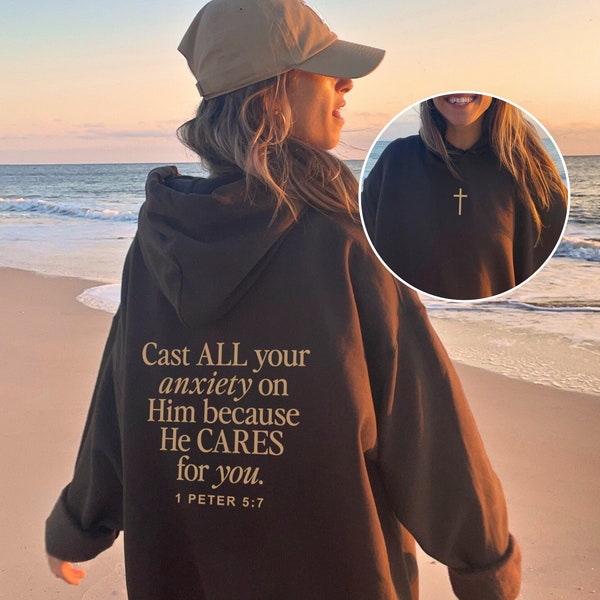 Cast All Your Anxiety Hoodie, Faith Christianity Religious Sweatshirt Gift, Aesthetic Christian Apparel, Jesus Faithful Christian Shirt