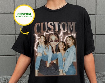CUSTOM Rap Tee Bootleg Boyfriend Shirt, 90s Nostalgia Hip-Hop, Personal Girlfriend Face, Personalized Insert Your Photo Here Tshirt Gift