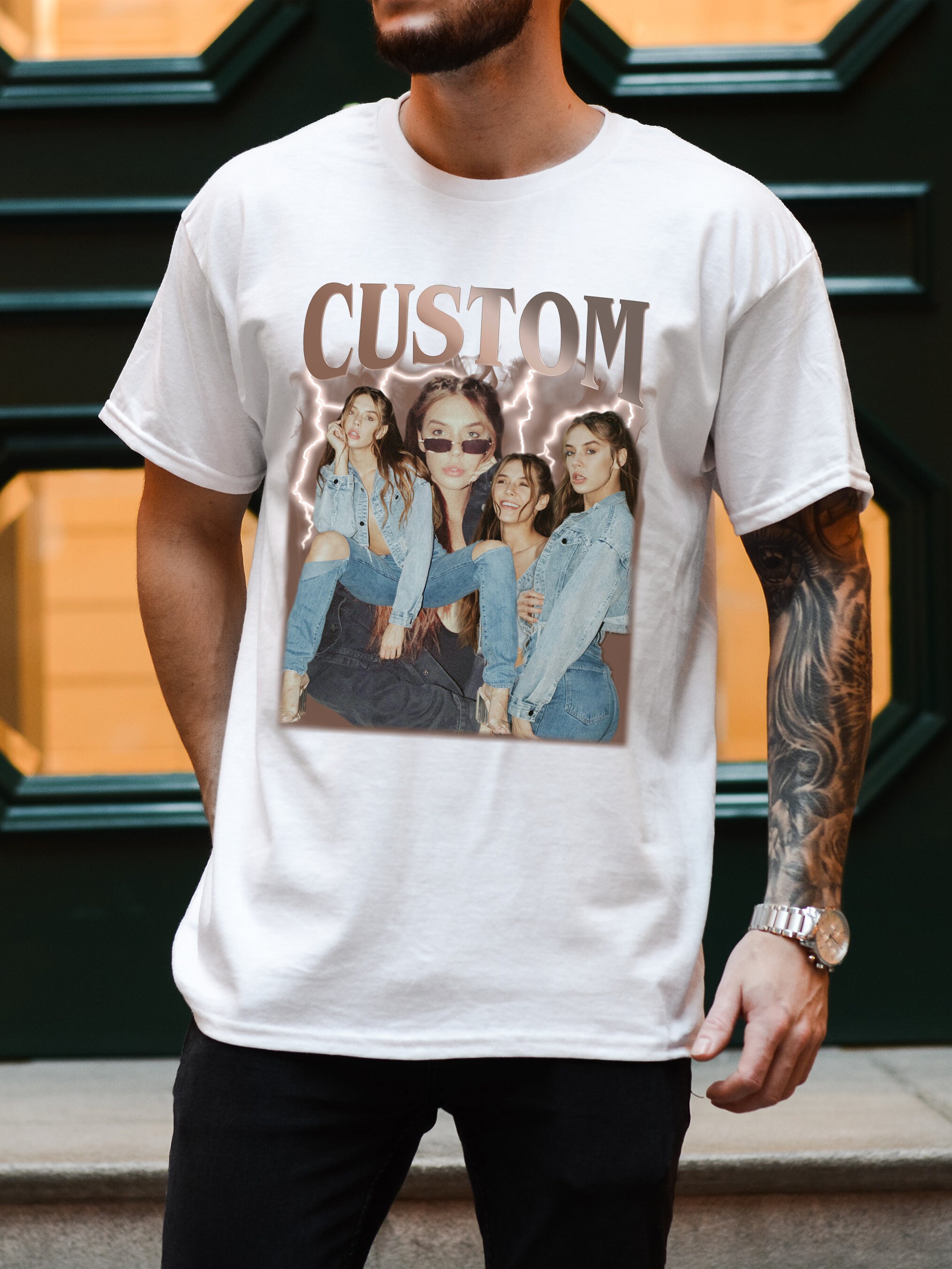  NAZENTI Custom Your Own Bootleg Tee, Retro Custom Bootleg Rap  Tee, Custom Bootleg, Custom Your Photo, Insert Your Design, Vintage Graphic  90s Tshirt, Couple Shirt, Boyfriend Gifts, Girlfriend Shirt : Clothing