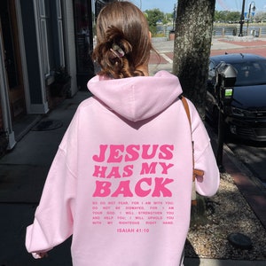 Jesus Has My Back Hoodie, Words on Back Aesthetic Christian Apparel ...