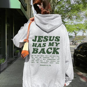 Jesus Has My Back Hoodie, Words on Back Aesthetic Christian Apparel ...