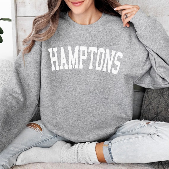 Hamptons Crewneck Sweatshirt Trendy New York Preppy Clothes Varsity Lettering Downtown Girl Aesthetic Y2K Sweater Wellness Sweatshirt Etsy