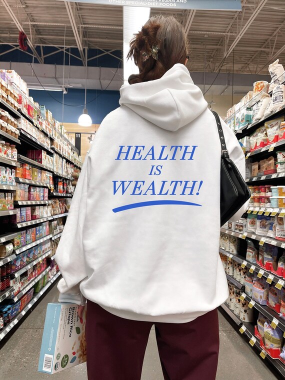 Sporty&Rich｜HOODIES/SWEATS (Health Is Wealth Hoodie - E Health Is Wealth Soft Hoodie - Faded Black/White – Sporty & Rich