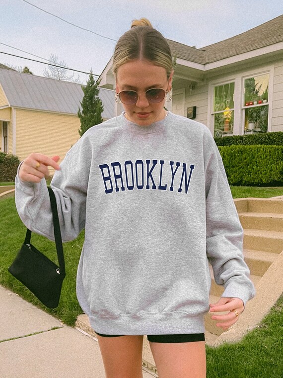 Brooklyn Crewneck Sweatshirt, Downtown Girl Aesthetic Y2K Sweater