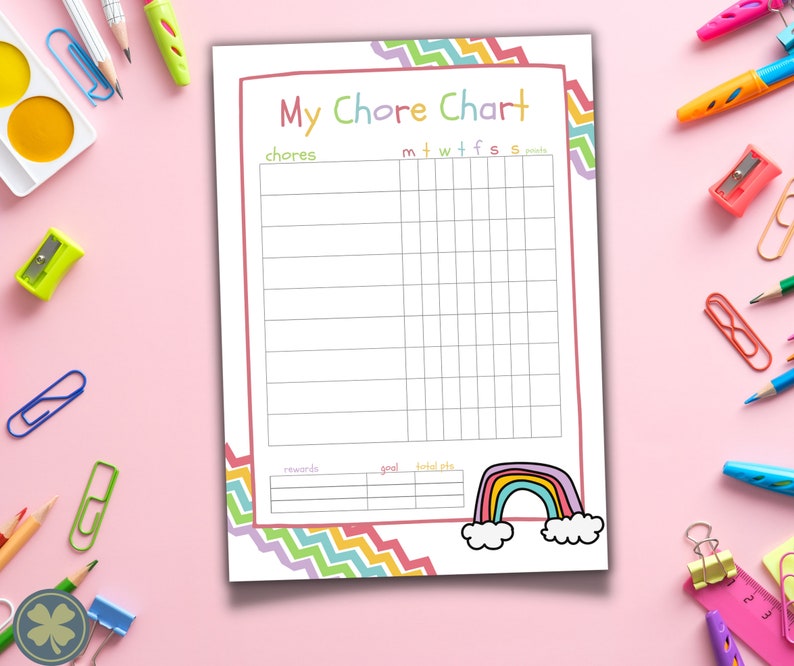 Printable Chore Chart For Kids Responsibility Chart Etsy Canada