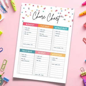 Printable Chore Chart for Kids, Responsibility Chart Printable, Reward Chart, Instant Download