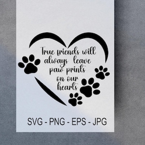 Empreintes de pattes coeur animal de compagnie perte condoléances animal commémoratif svg eps png vecteur
