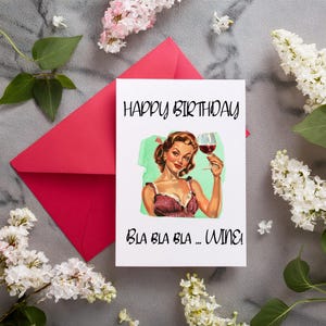 Biglietto di auguri di compleanno per amanti del vino fatto a mano - Festeggia con stile - Download digitale Dimensioni 5x7, 4x6, 4,75x4,75
