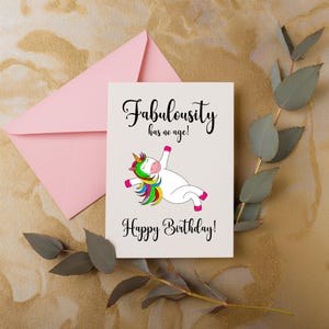 Chique Happy Birthday afdrukbare kaart - Fabulousity Has No Age Design - Digitale downloadformaten 5 x 7, 4 x 6, 4,75 x 4,75