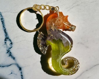 Seepferdchen Schlüsselanhänger, Geschenk für sie, Taschenzubehör für Mädchen, Seetier Zubehör, Seepferdchen Zubehör, Gold Schlüsselanhänger, niedlicher Seepferdchen Anhänger