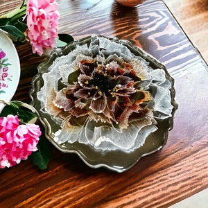 Coasters, Flower Coasters, Drink Coasters, Cup Holders, Coaster Set, Handmade Orange Flower Resin Coasters, Housewarming Gift, Resin Art