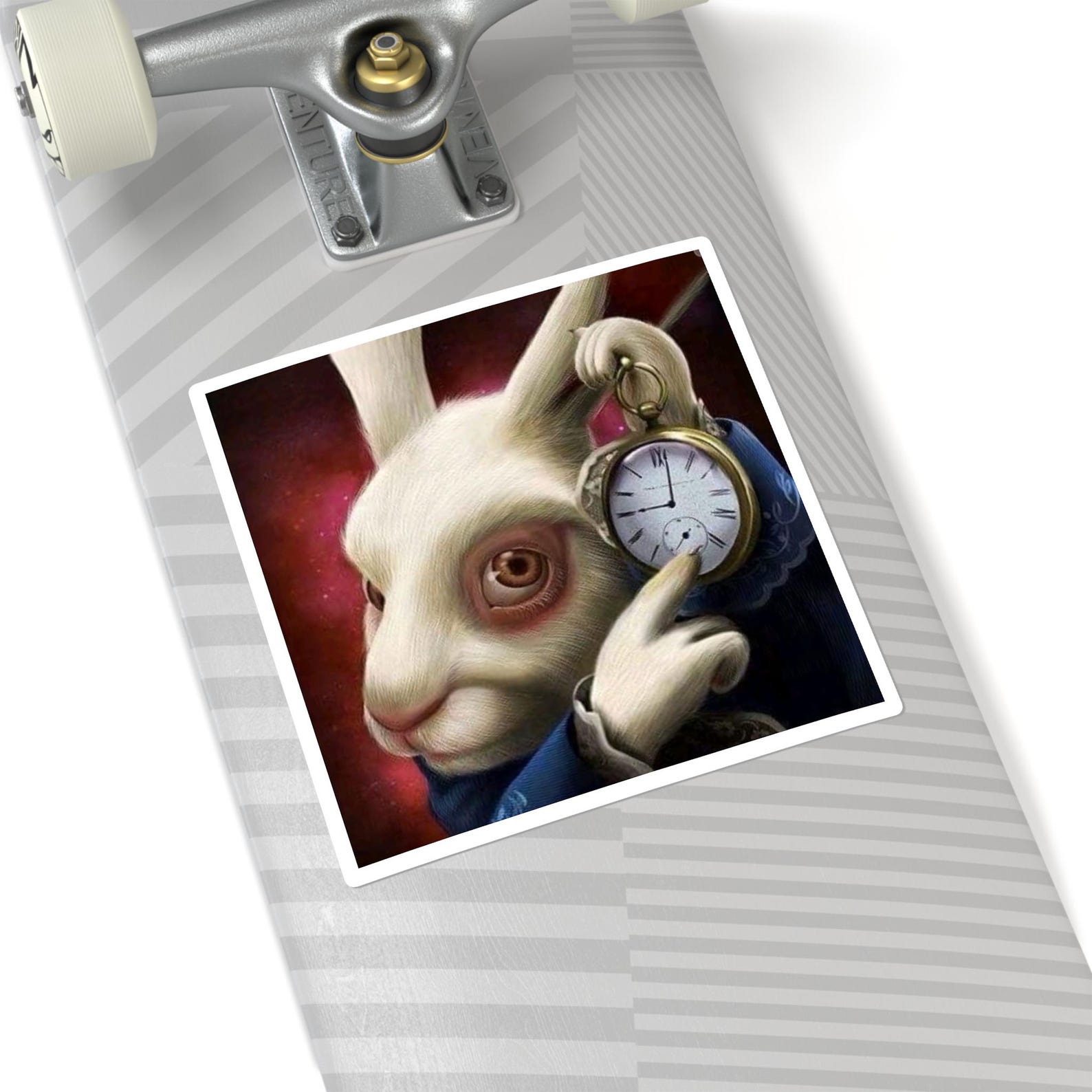 White Rabbit Holding Pocket Watch Square Stickers | Alice in Wonderland ...
