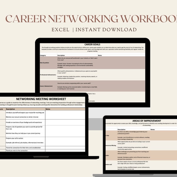 Career Networking Workbook, Career Templates, Networking Templates, Networking Toolkit, Career Planner, Networking Tools, Networking Planner