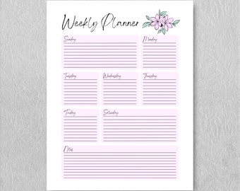 Printable Floral Weekly Planner - Etsy