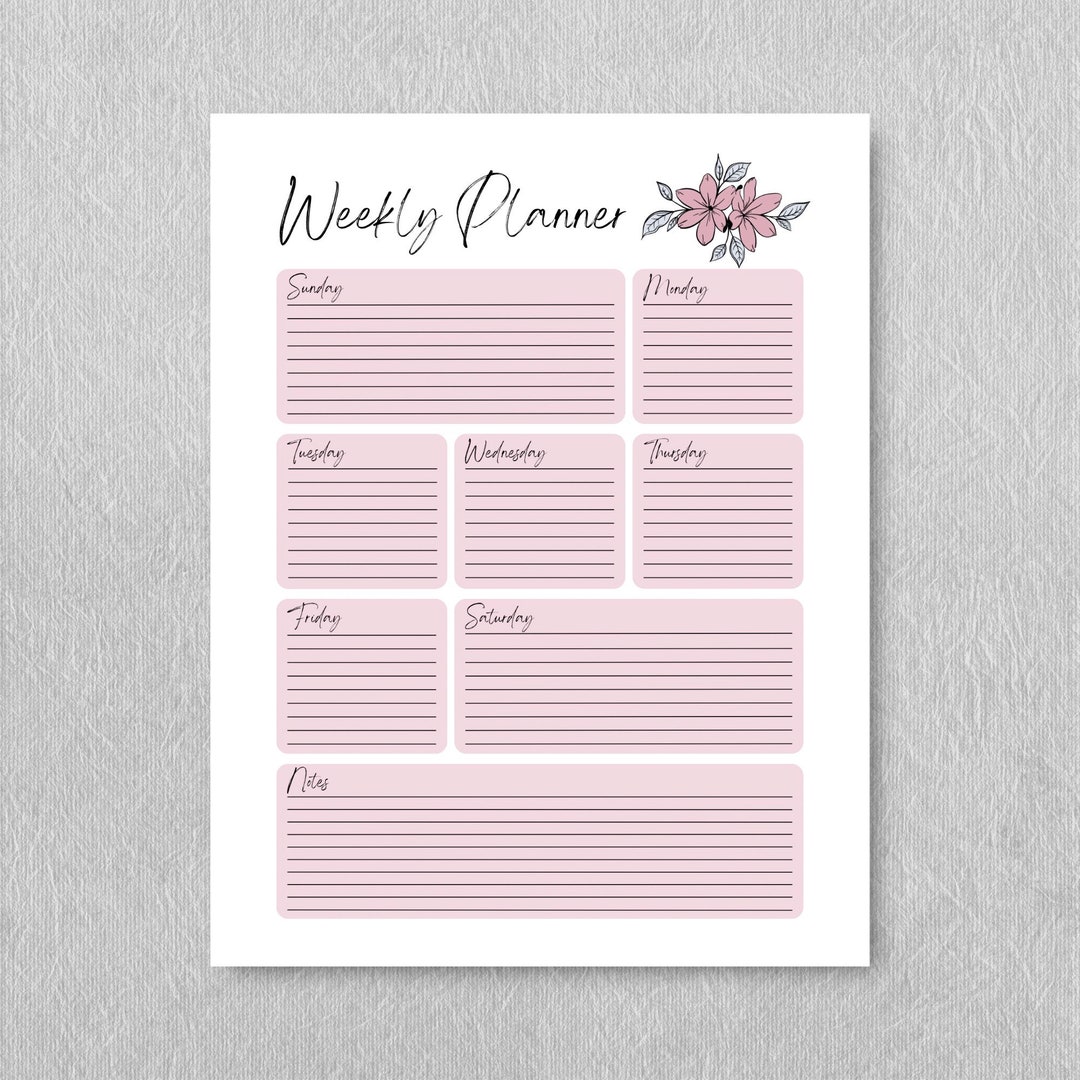 Printable Floral Weekly Planner - Etsy