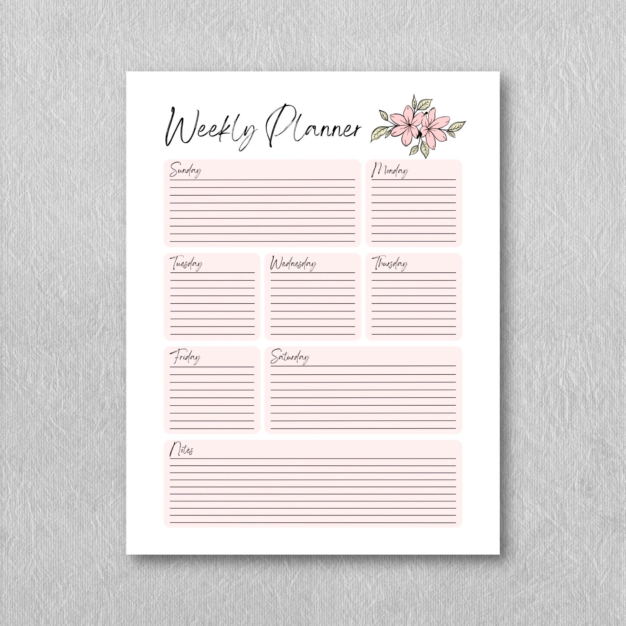Printable Floral Weekly Planner - Etsy