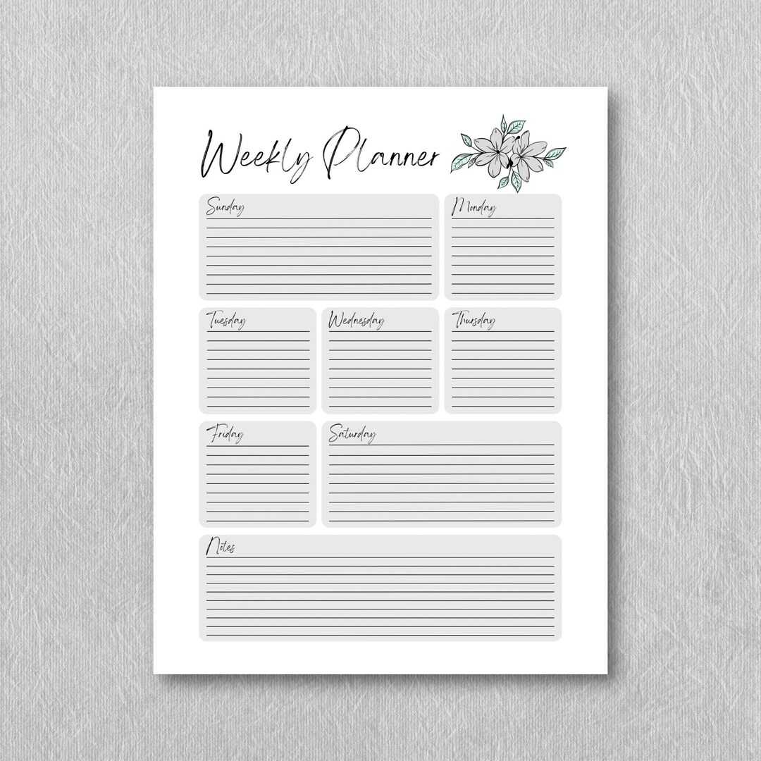 Printable Floral Weekly Planner - Etsy