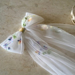 POSIE, Bow or Bow Veil, Flower Embroidered Wedding Veil