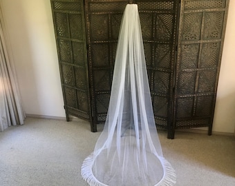 NICKS, Fringe Veil, Pale Ivory Soft Tulle, Boho Wedding Veil