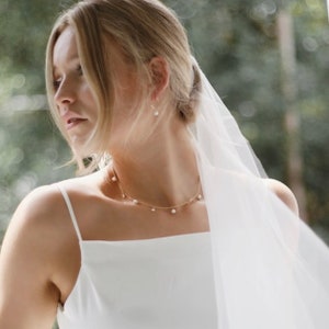 SOPHIE, Draped, Minimalist, One Layer Veil, Cut Edge Soft Tulle Veil