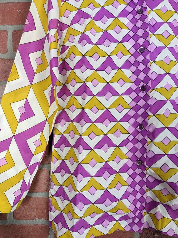 Vintage 70s Alex Colman Purple and Yellow Abstrac… - image 2