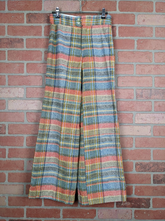 Vintage 60s-70s Handmade Multicolored Plaid Wool … - image 1