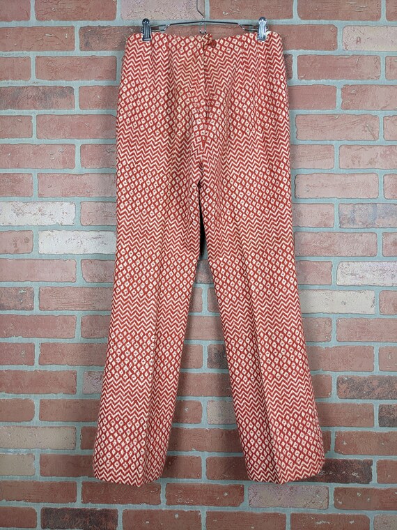 Vintage 60s-70s Country Set Red And Cream Wool Th… - image 9