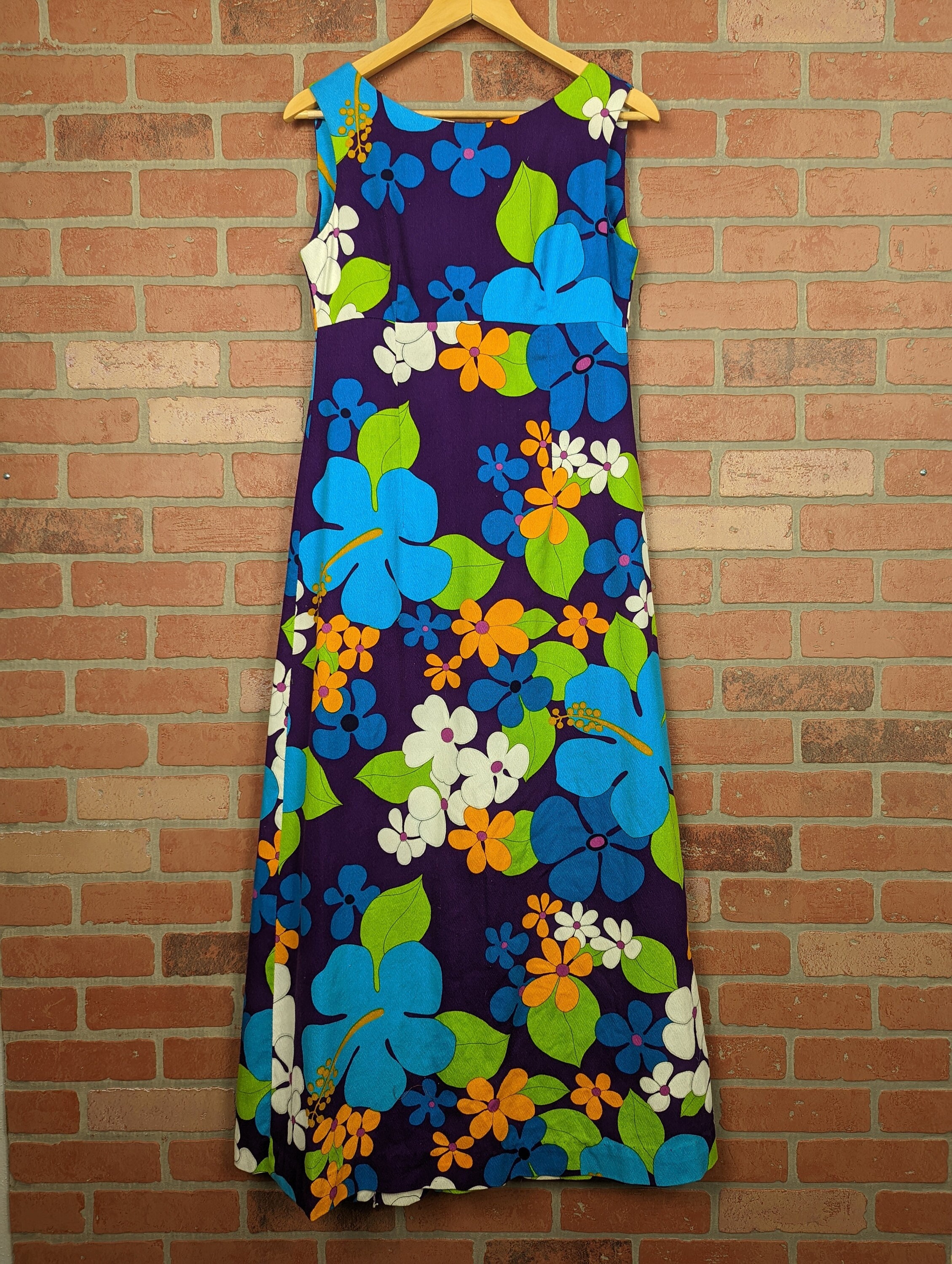 Vintage 60’s Maggi Stover Groovy Flower Power Rainbow Daisy Drop Waist ...