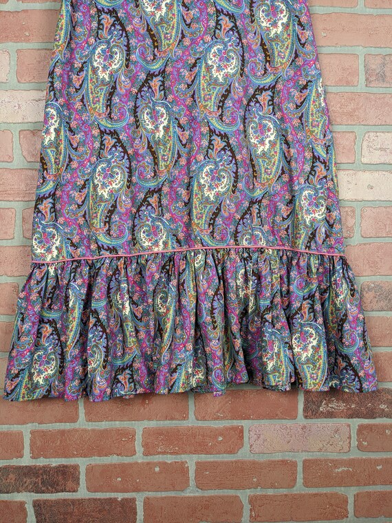 Vintage 70s-80s Bright Colorful Paisley Print Max… - image 2