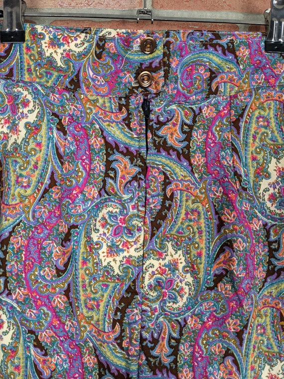 Vintage 70s-80s Bright Colorful Paisley Print Max… - image 7