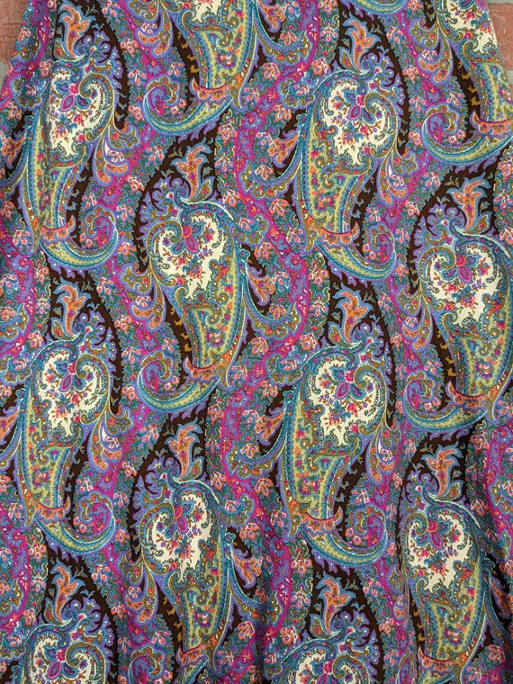 Vintage 70s-80s Bright Colorful Paisley Print Max… - image 3