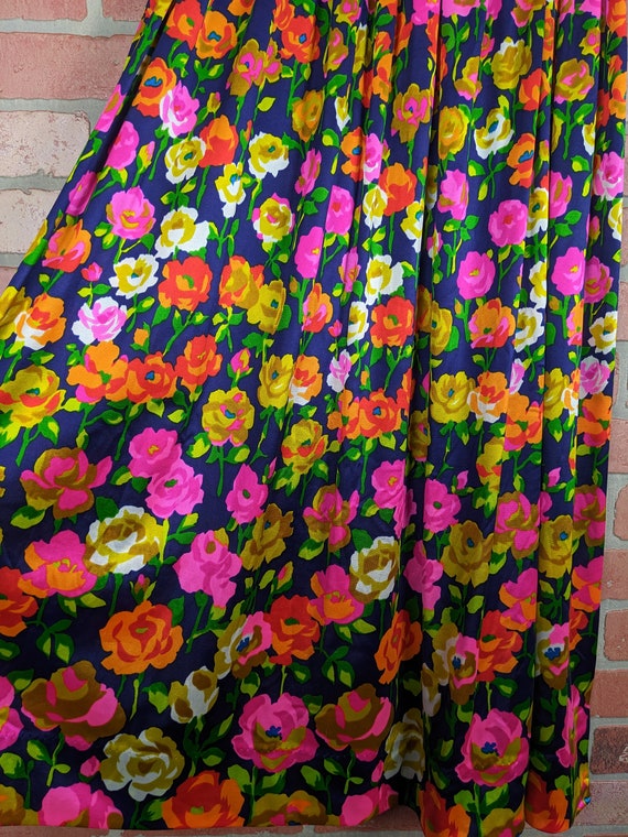 Vintage 70s-80s Multicolor Floral Printed Maxi A … - image 3