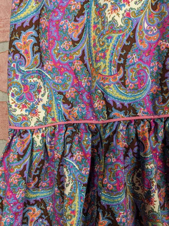Vintage 70s-80s Bright Colorful Paisley Print Max… - image 4