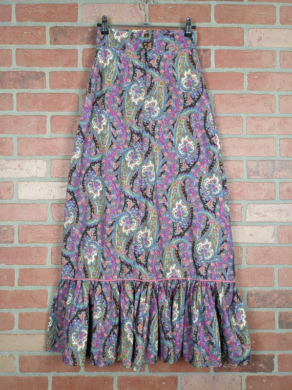 Vintage 70s-80s Bright Colorful Paisley Print Max… - image 6