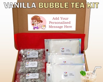 DIY Vanilla Bubble Tea Letterbox Gift | Bubble Tea Kit | Boba Tea Kit | Unique Personalised Gift | Tapioca Pearl Milk Tea Gift