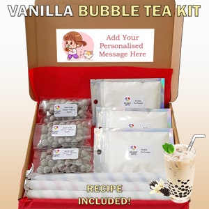 DIY Vanilla Bubble Tea Letterbox Gift | Bubble Tea Kit | Boba Tea Kit | Unique Personalised Gift | Tapioca Pearl Milk Tea Gift